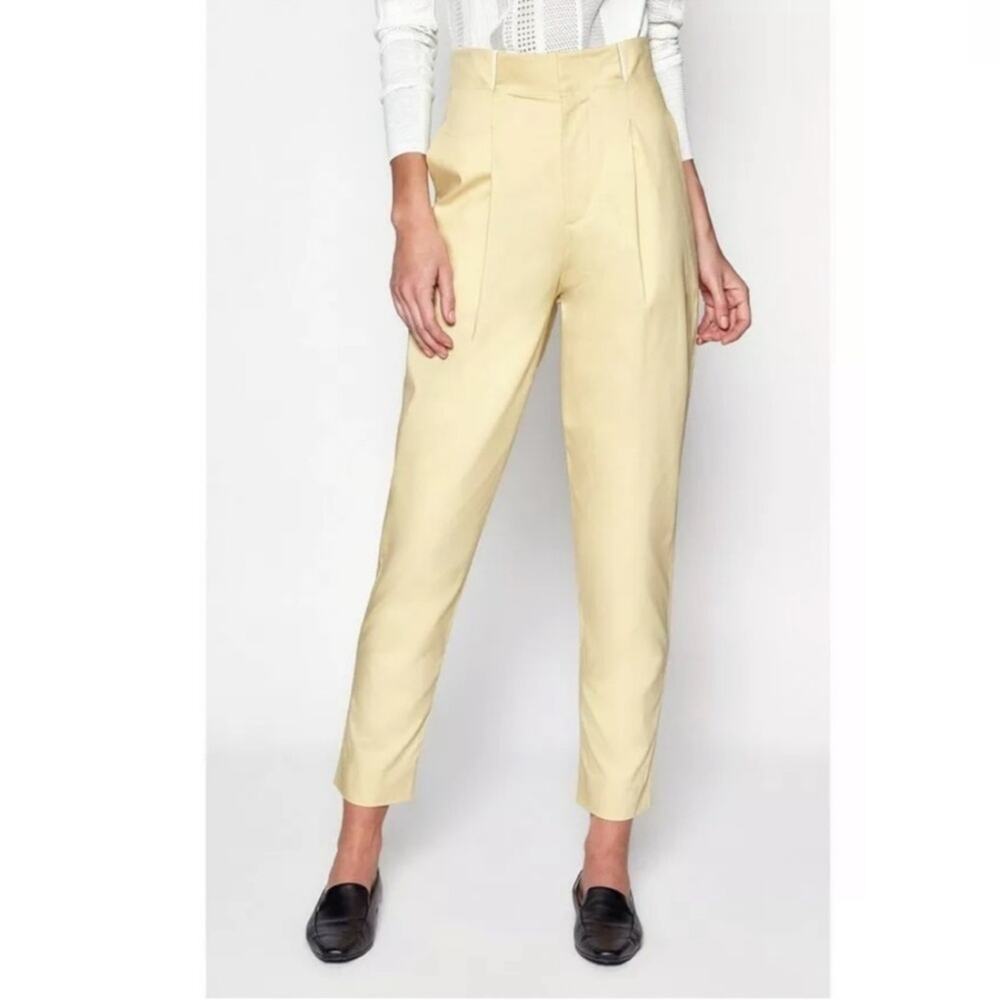 Equipment Lucille Sable Dor Butter Yellow High Rise Ankle Paperbag Pants Size 10 - Picture 14 of 14